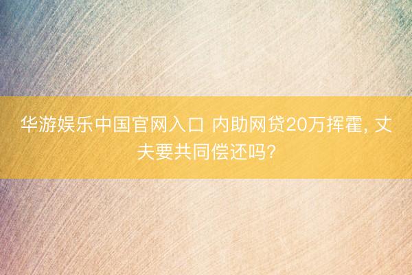 华游娱乐中国官网入口 内助网贷20万挥霍， 丈夫要共同偿还吗?