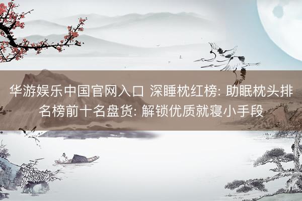 华游娱乐中国官网入口 深睡枕红榜: 助眠枕头排名榜前十名盘货