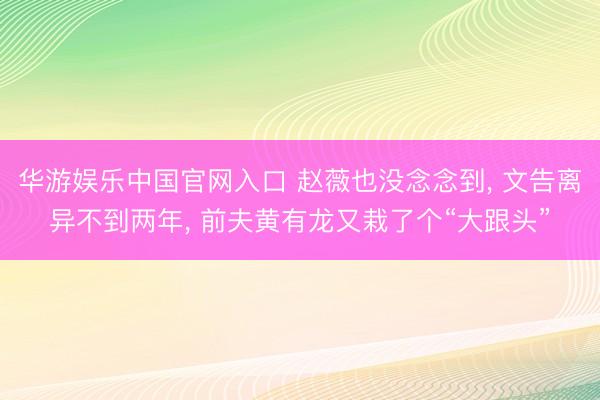 华游娱乐中国官网入口 赵薇也没念念到， 文告离异不到两年， 前夫黄有龙又栽了个“大跟头”